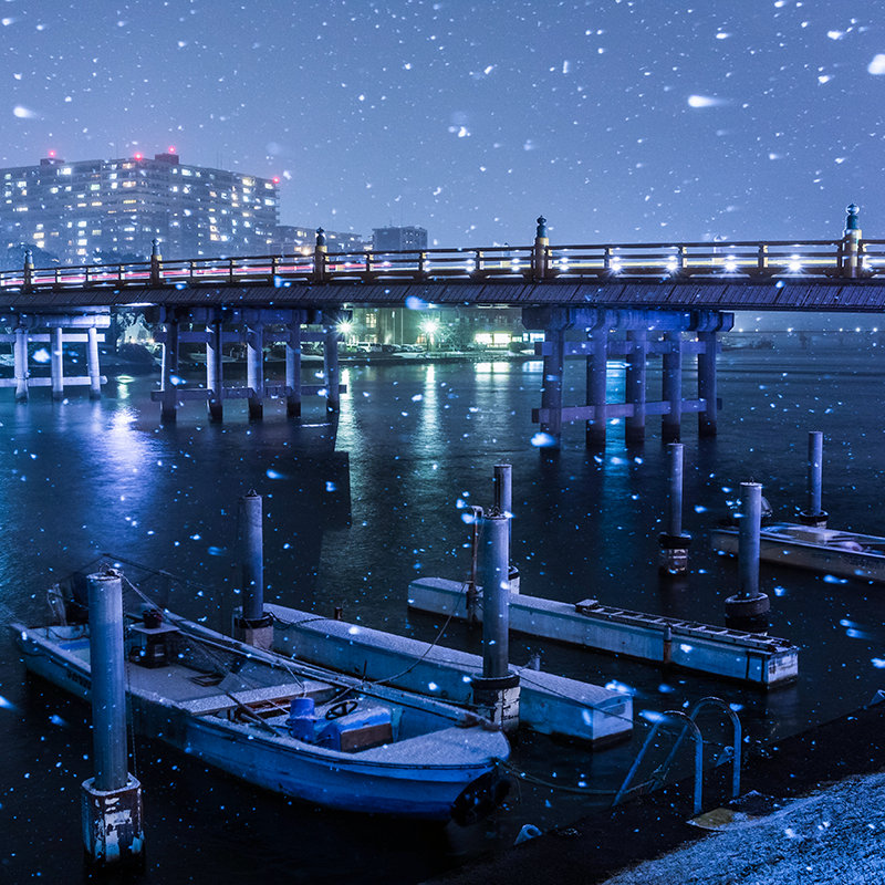雪の瀬田唐橋